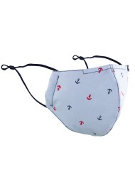 sky blue anchor print face mask in cotton with filter
