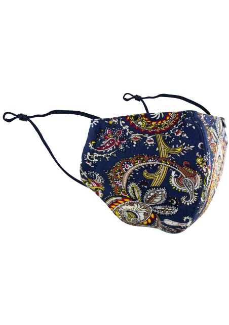 Vintage Paisley Filter Mask in Navy Blue