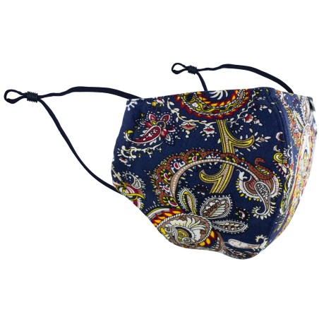 Vintage Paisley Filter Mask in Navy Blue