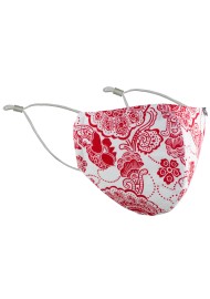 Red and White Floral Paisley Cotton Filter Mask