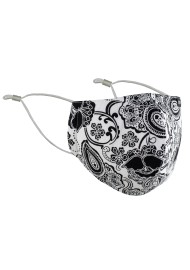 White Filter Mask with Black Floral Paisley