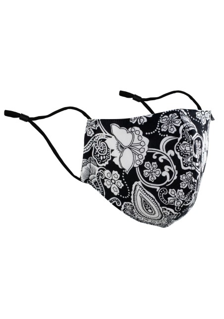 Black and White Bandana Paisley Face Mask