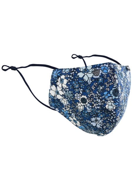 Blue Summer Floral Print Filter Face Mask