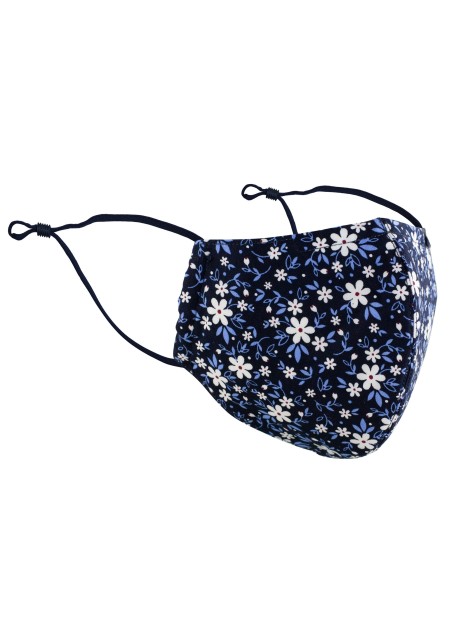 Fun Floral Print Filter Mask in Navy
