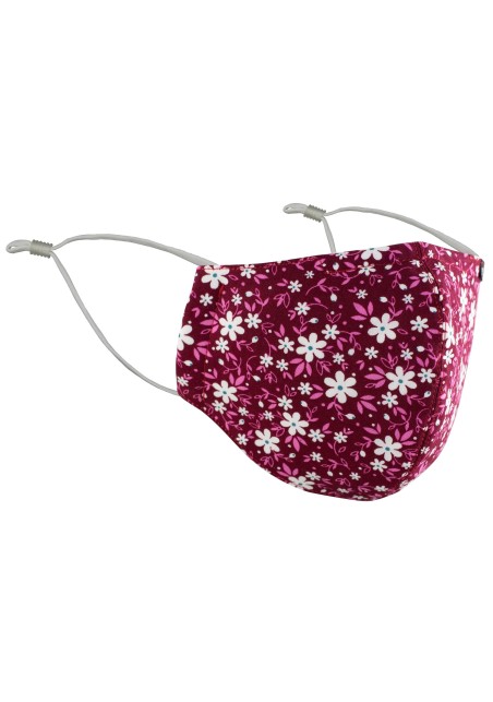Wine Red and Pink Floral Face Mask