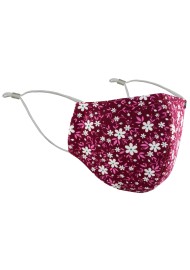 Wine Red and Pink Floral Face Mask