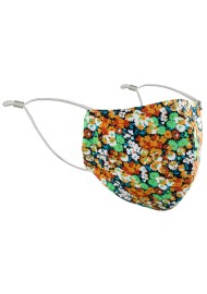 Orange and Mint Floral Cotton Mask