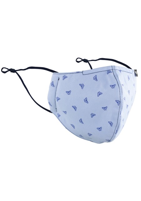 Light Blue Cotton Face Mask with Butterflies