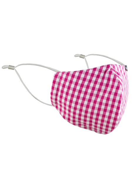 Gingham Check Cotton Mask in Pink