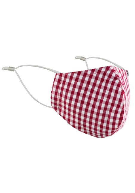 Gingham Check Cotton Mask in Cherry