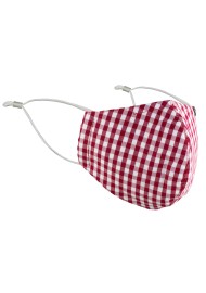 Gingham Check Cotton Mask in Cherry
