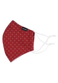 Cherry red fabric face mask with filter flat