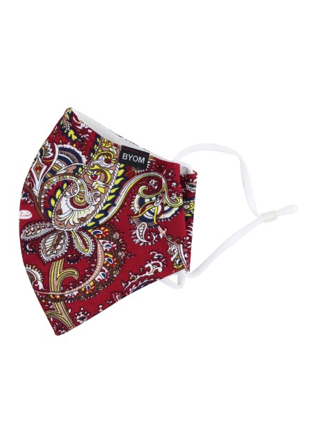 red paisley print face masks in cotton by BYOM