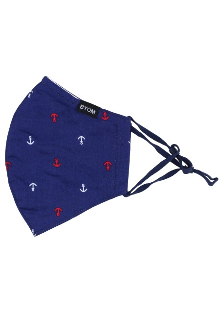 navy dark blue nautical print face mask