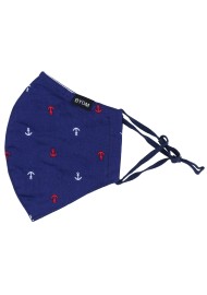 navy dark blue nautical print face mask