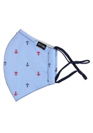 sky blue anchor print face mask in cotton with filter
