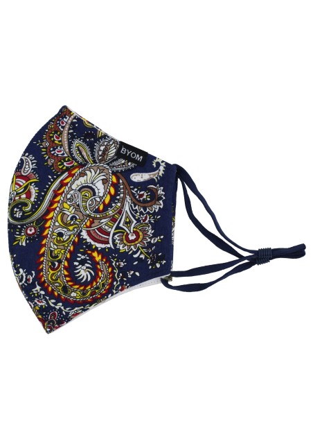 Vintage Paisley Filter Mask in Navy Blue