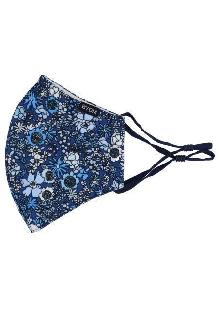 Blue Summer Floral Print Filter Face Mask