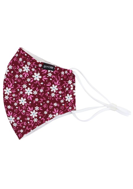 Wine Red and Pink Floral Face Mask