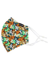Orange and Mint Floral Cotton Mask