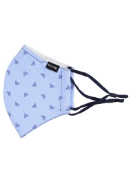 Light Blue Cotton Face Mask with Butterflies