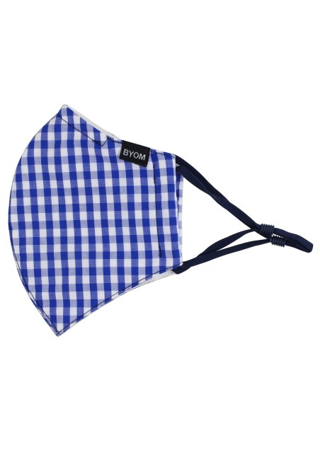 Gingham Check Cotton Mask in Royal