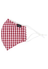 Gingham Check Cotton Mask in Cherry
