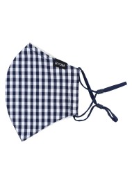 Gingham Check Cotton Mask in Navy