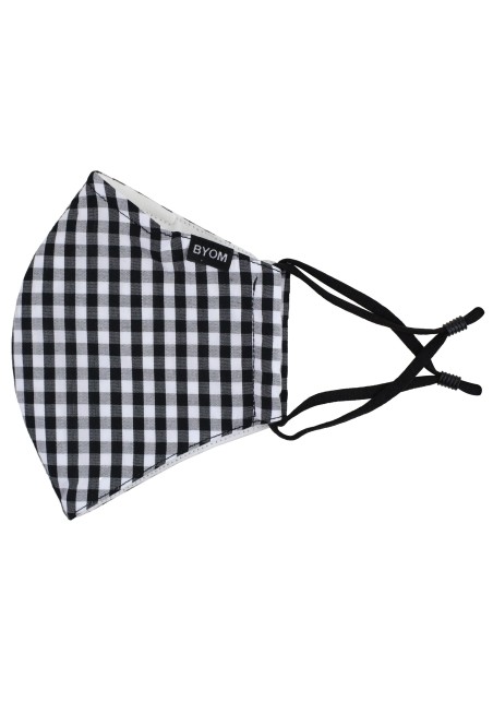 Gingham Check Cotton Mask in Black