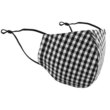 Gingham Check Cotton Mask in Black