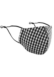 Gingham Check Cotton Mask in Black