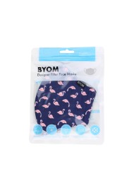 Pink flamingo print on dark blue face mask in 100% cotton