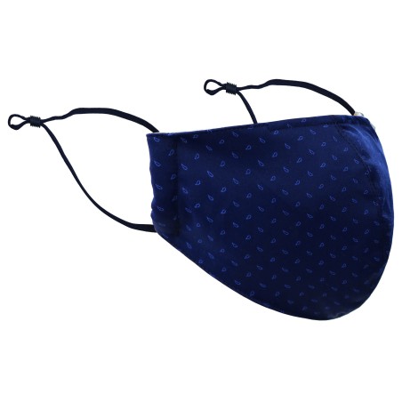 Midnight Blue Paisley Mask | NAvy Face Mask with Tiny Silver Paisley Print