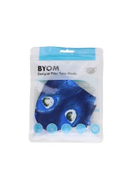 dark blue peacock print face mask in bag