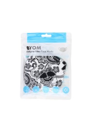 White Filter Mask with Black Floral Paisley in bag