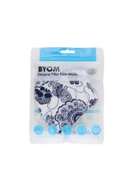 White and Navy Floral Paisley Cotton Filter Mask in Bag