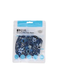 Blue Summer Floral Print Filter Face Mask in Bag