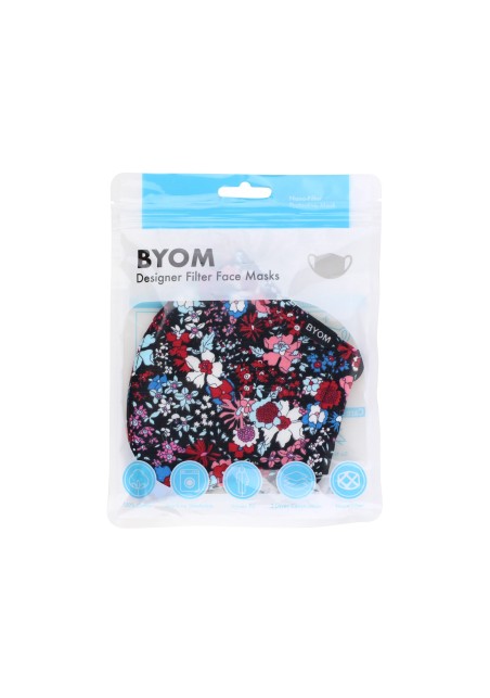 Pink Floral Print Filter Face Mask in Bag