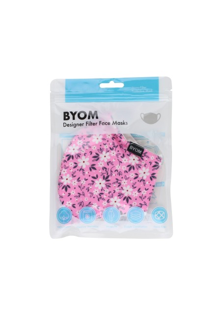 Pink Summer Flower Print Face Mask