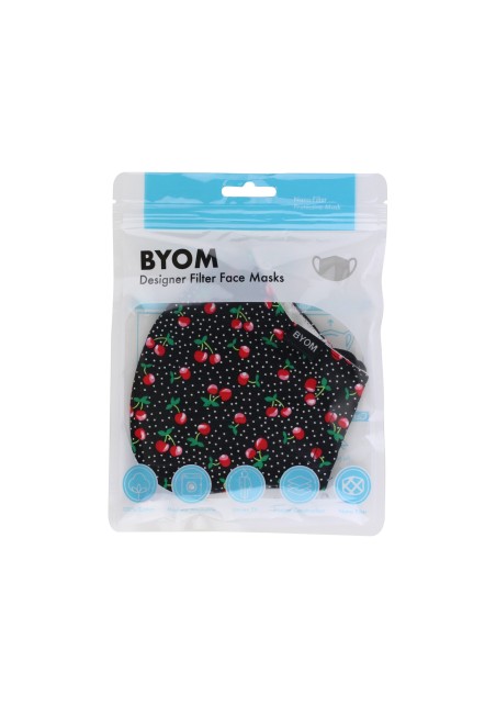 Cherry Print Cotton Filter Face Mask in Bag