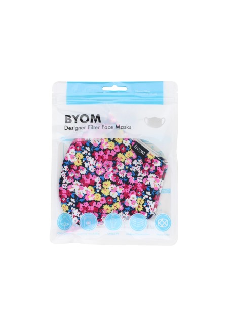 Pink Flower Design Mask in Cotton