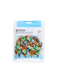 Orange and Mint Floral Cotton Mask in Bag