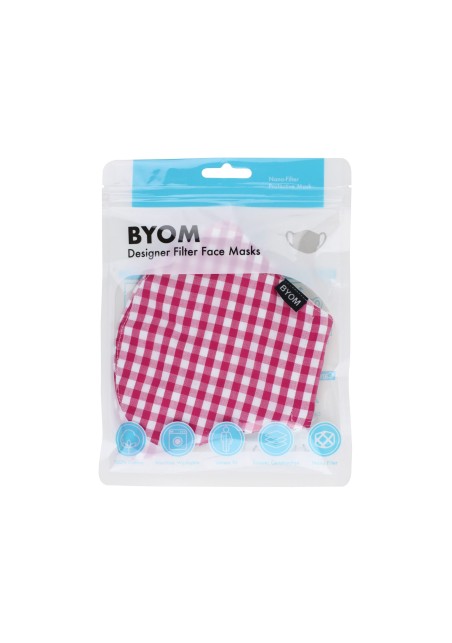Gingham Check Cotton Mask in Pink in Mask Bag