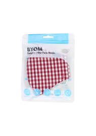 Gingham Check Cotton Mask in Cherry in Mask Bag