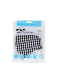 Gingham Check Cotton Mask in Black in Mask Bag