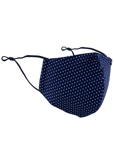 Navy and White Pin Dot Print Face Mask