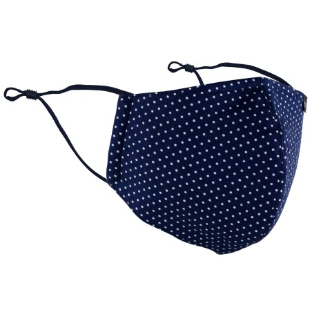 Navy and White Pin Dot Print Face Mask
