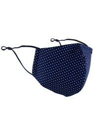 Navy and White Pin Dot Print Face Mask