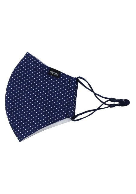 Navy and White Pin Dot Print Face Mask