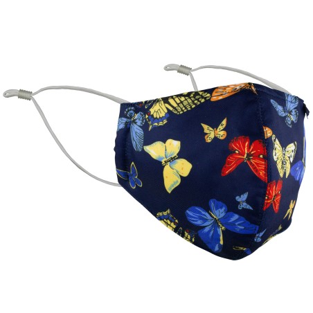 pretty dark blue butterfly print face mask